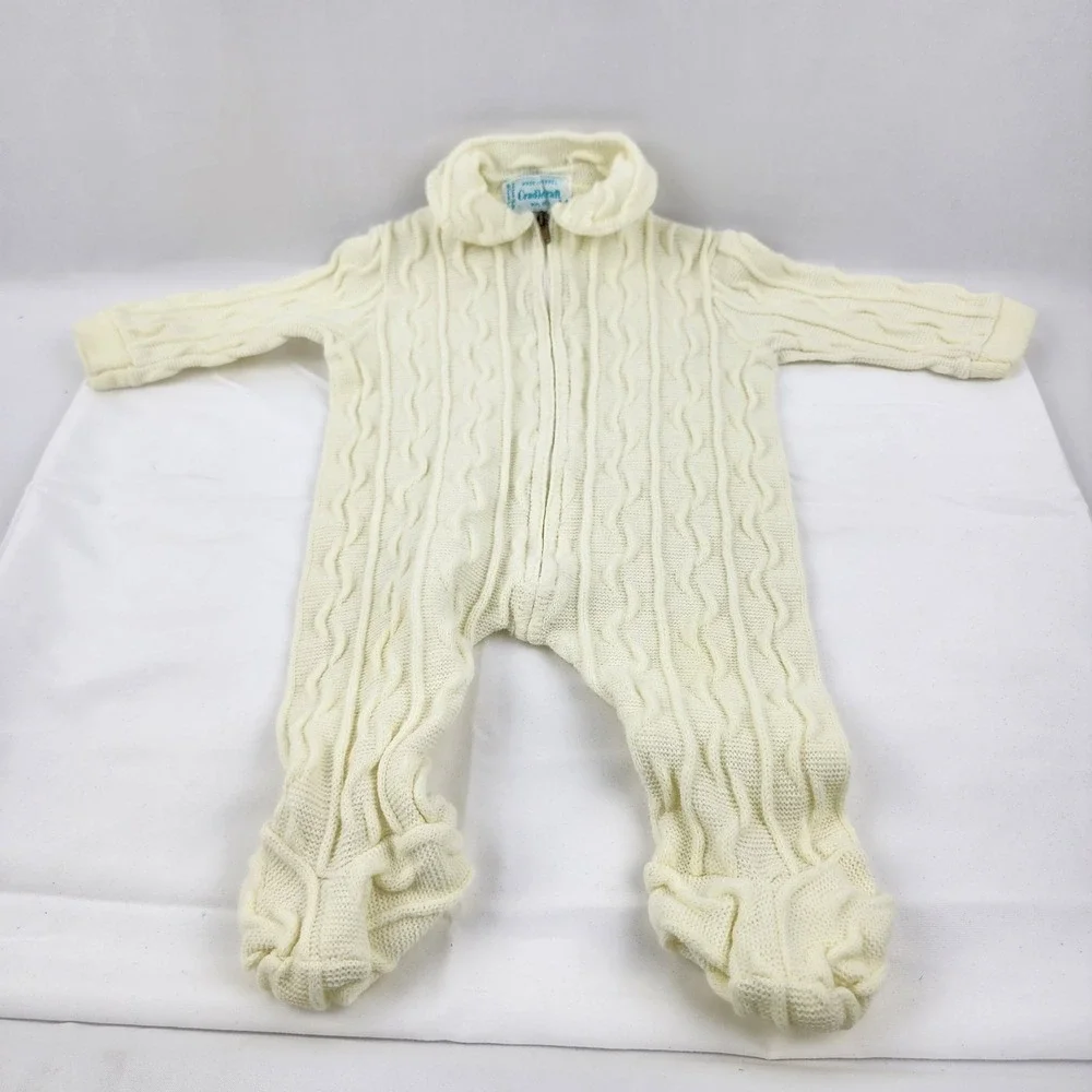 Vintage Cradlecraft Baby Acrylic Nylon Footie‎ Baby Isreal 3/6 yellow tint gift